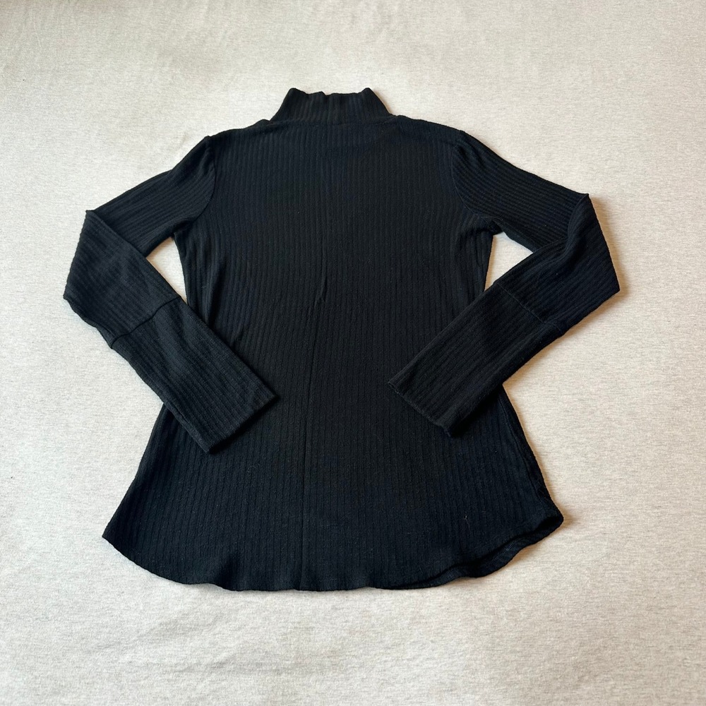 Victorias Secret Black Ribbed Mock Neck Long Sleeve Top Angel Wings‎ Large